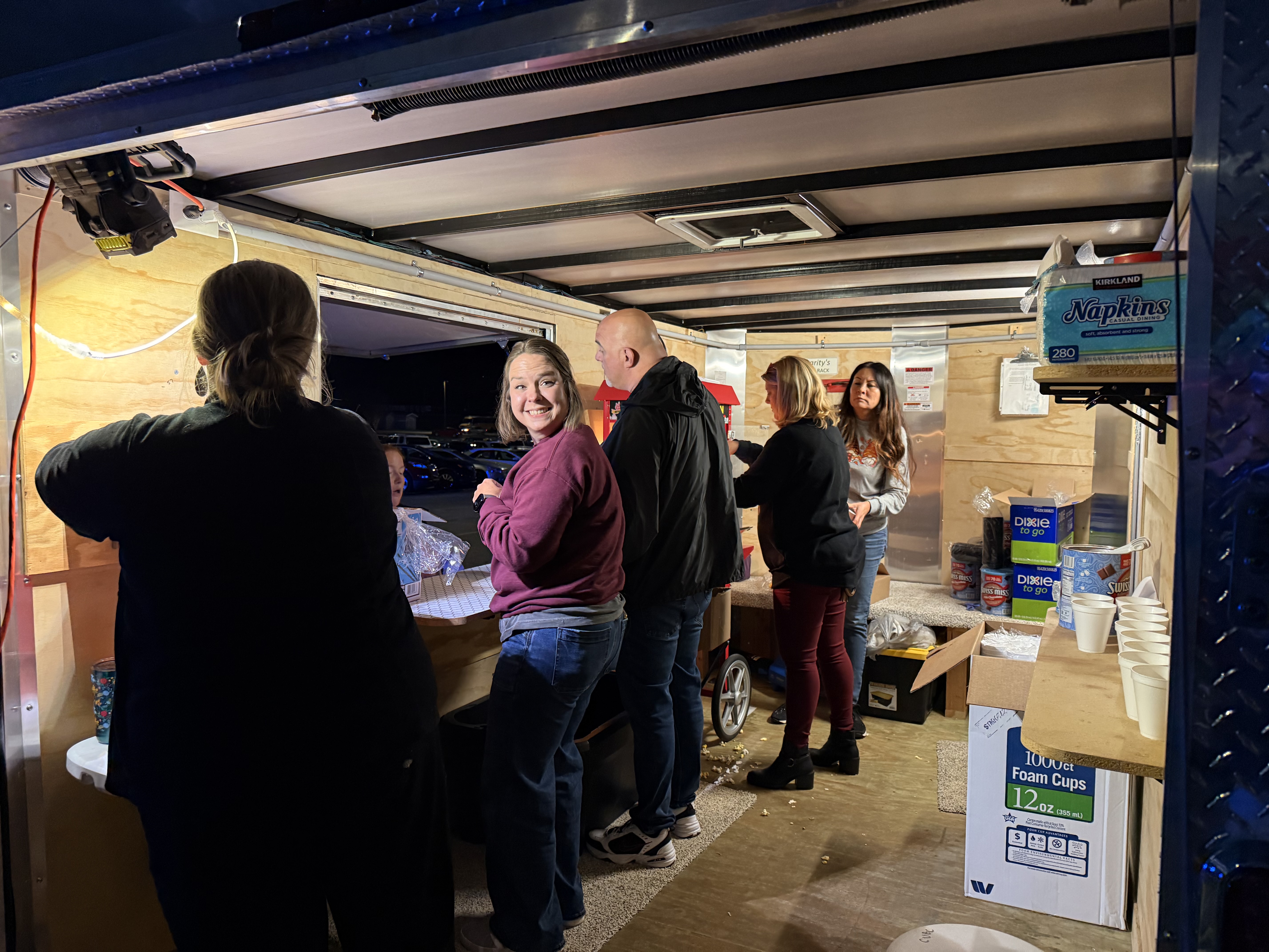 CVBC volunteers working together inside the Go Trailer